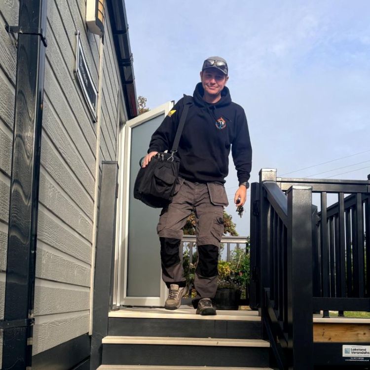 Jack from JTS LPG Services at a static caravan on Anglesey